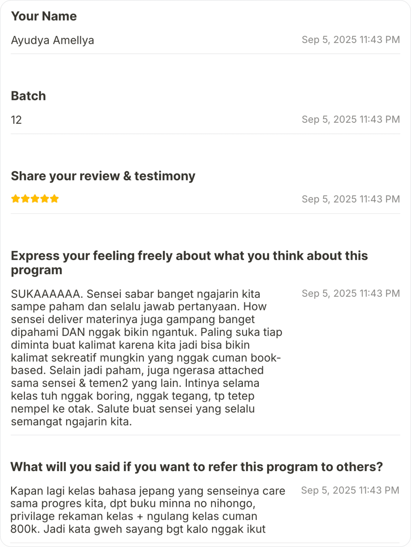 Testimoni dari Ayudya Amellya - Batch 12